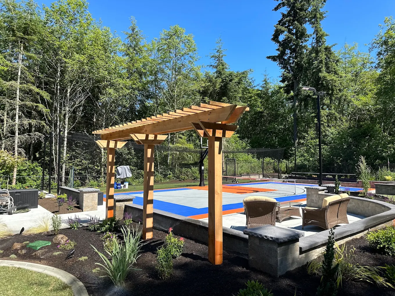 How to Master Outdoor Room Landscape Design for Summer Entertaining a modern outdoor space with pickleball court | outdoor room landscape design